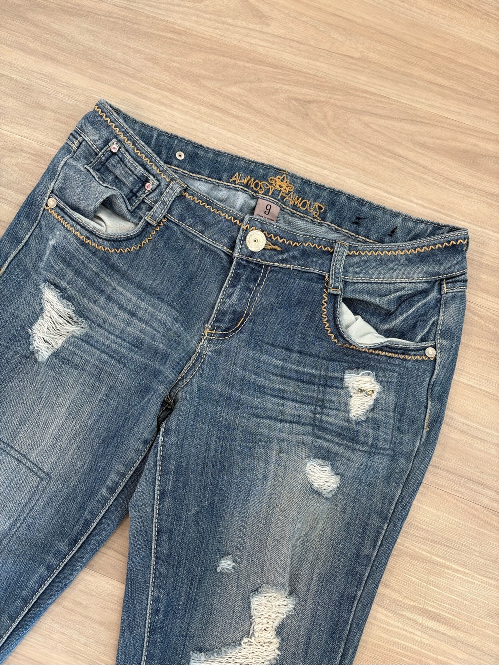 Almost Famous Women's Boyfriend Jeans in Medium Blue Wash
